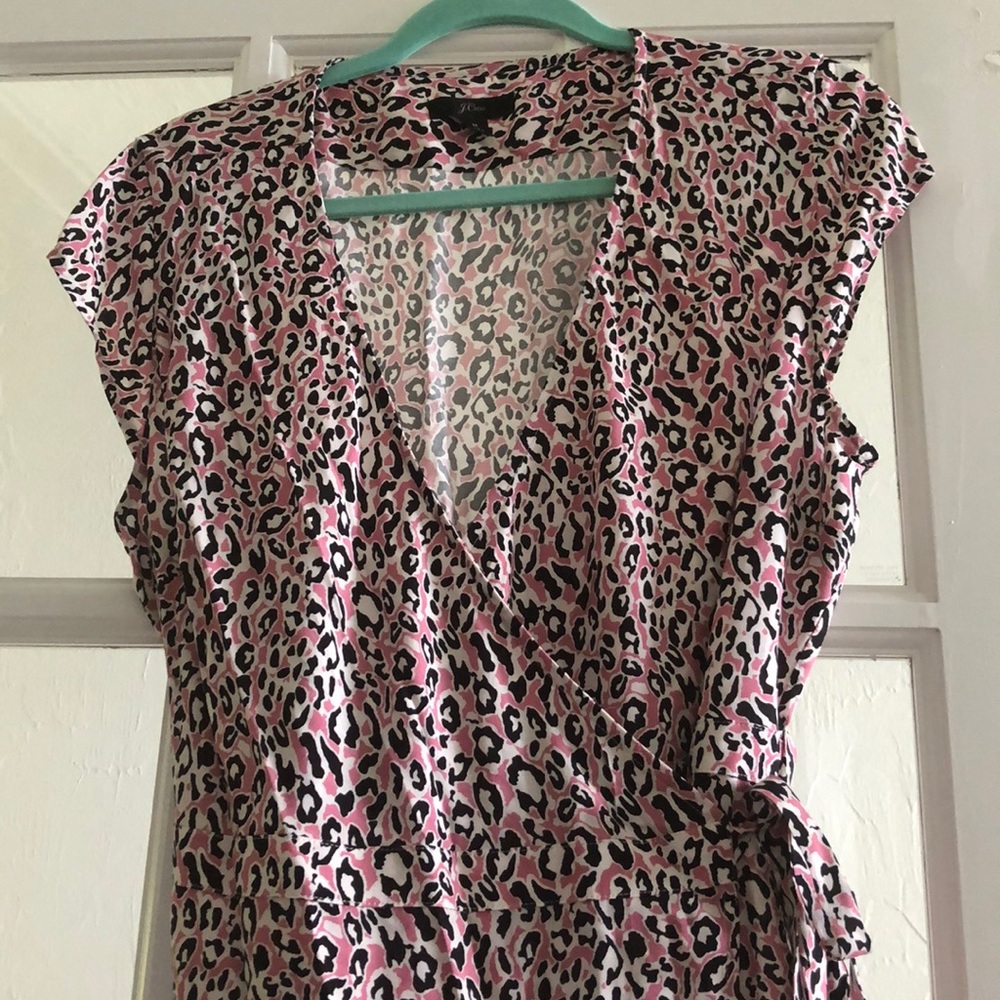 Pink leopard wrap dress